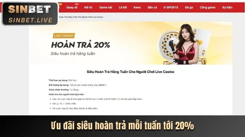 Banner ưu đãi hoàn trả cược hàng tuần cho cá cược thể thao tại XN888